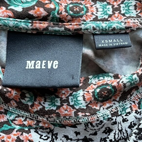 Anthropologie Maeve Lilt Swing Dress Size XS Boho Mock Neck Pockets Asymmetric - Picture 3 of 7